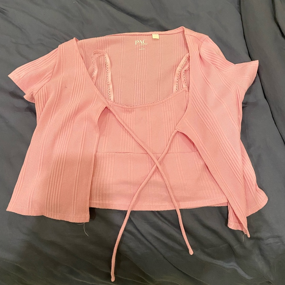 Pacsun Pink Tank and Tie Shirt Set
